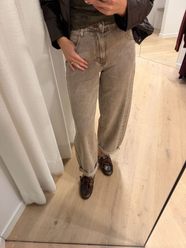 Balloon barrel jeans taupe