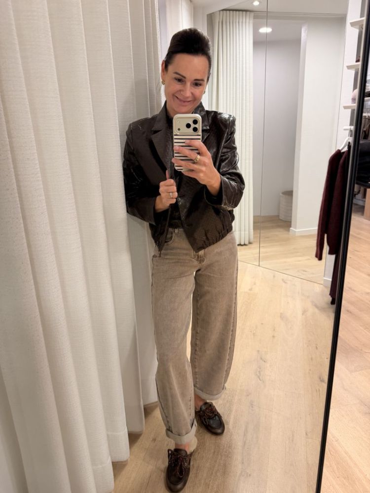 Balloon barrel jeans taupe