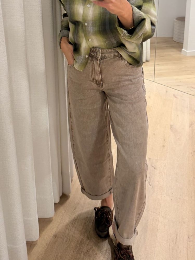 Balloon barrel jeans taupe