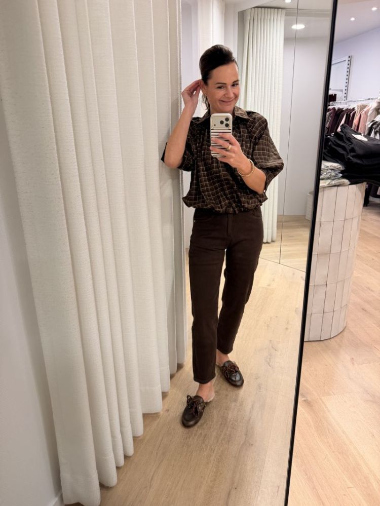 Bruine Mom fit jeans choco
